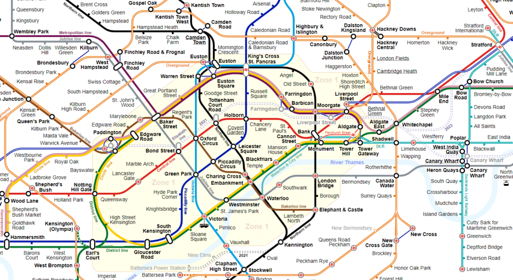 Kart over Londons undergrunn